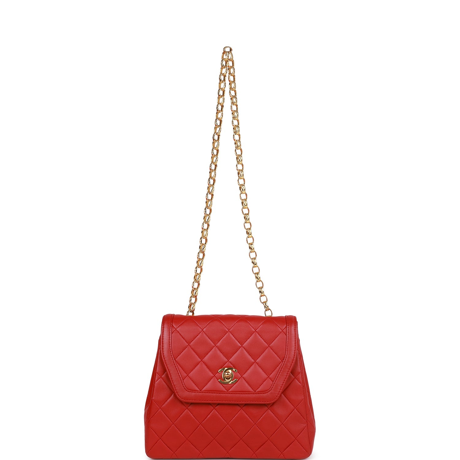 Vintage Chanel Trapeze Flap Bag Red Lambskin Gold Hardware – Madison ...