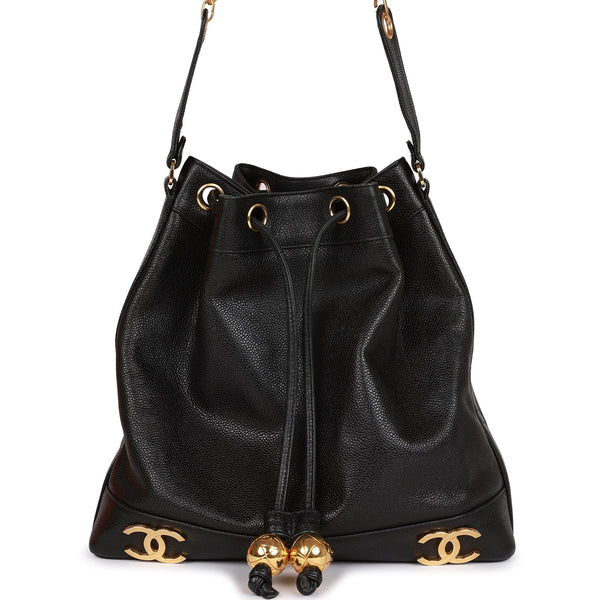 Chanel Vintage CC Bucket Bag Black Caviar Gold Hardware – Madison Avenue  Couture