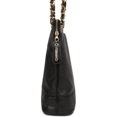 Vintage Chanel Triple CC Tote Bag Black Caviar Gold Hardware