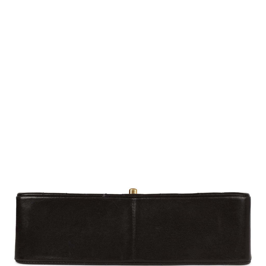 Chanel 1990 Vintage Black Lambskin Framed Flap Bag with Wallet Set