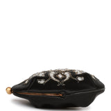 Vintage Chanel Clutch Bag Black Satin Embellished Antique Gold Hardware