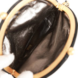 Vintage Chanel Clutch Bag Black Satin Embellished Antique Gold Hardware