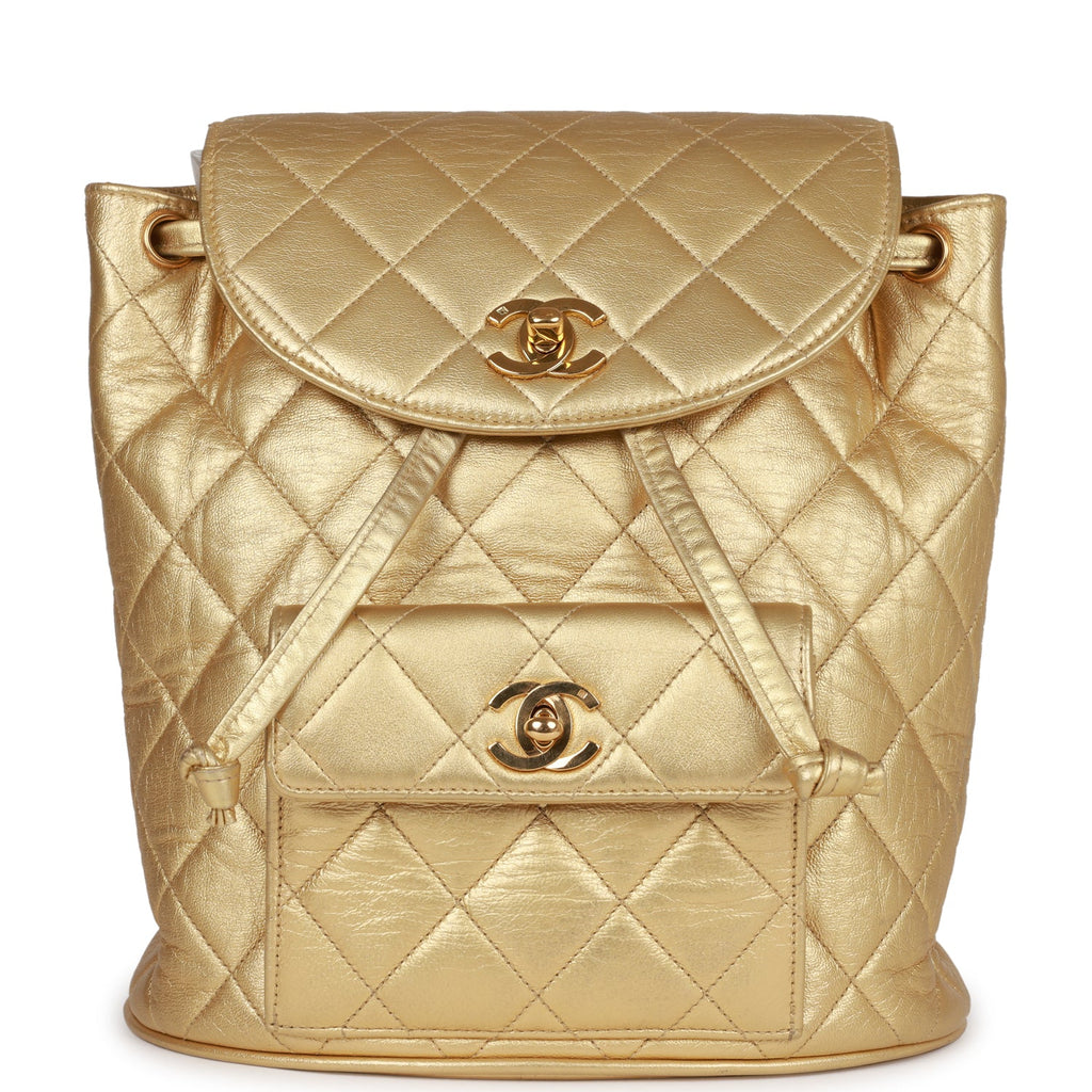 Vintage Chanel Duma Backpack Gold Metallic Lambskin Gold Hardware