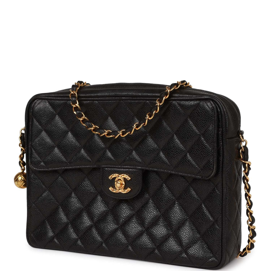 Chanel Vintage Black Caviar Vanity Bag Gold Tone Hardware