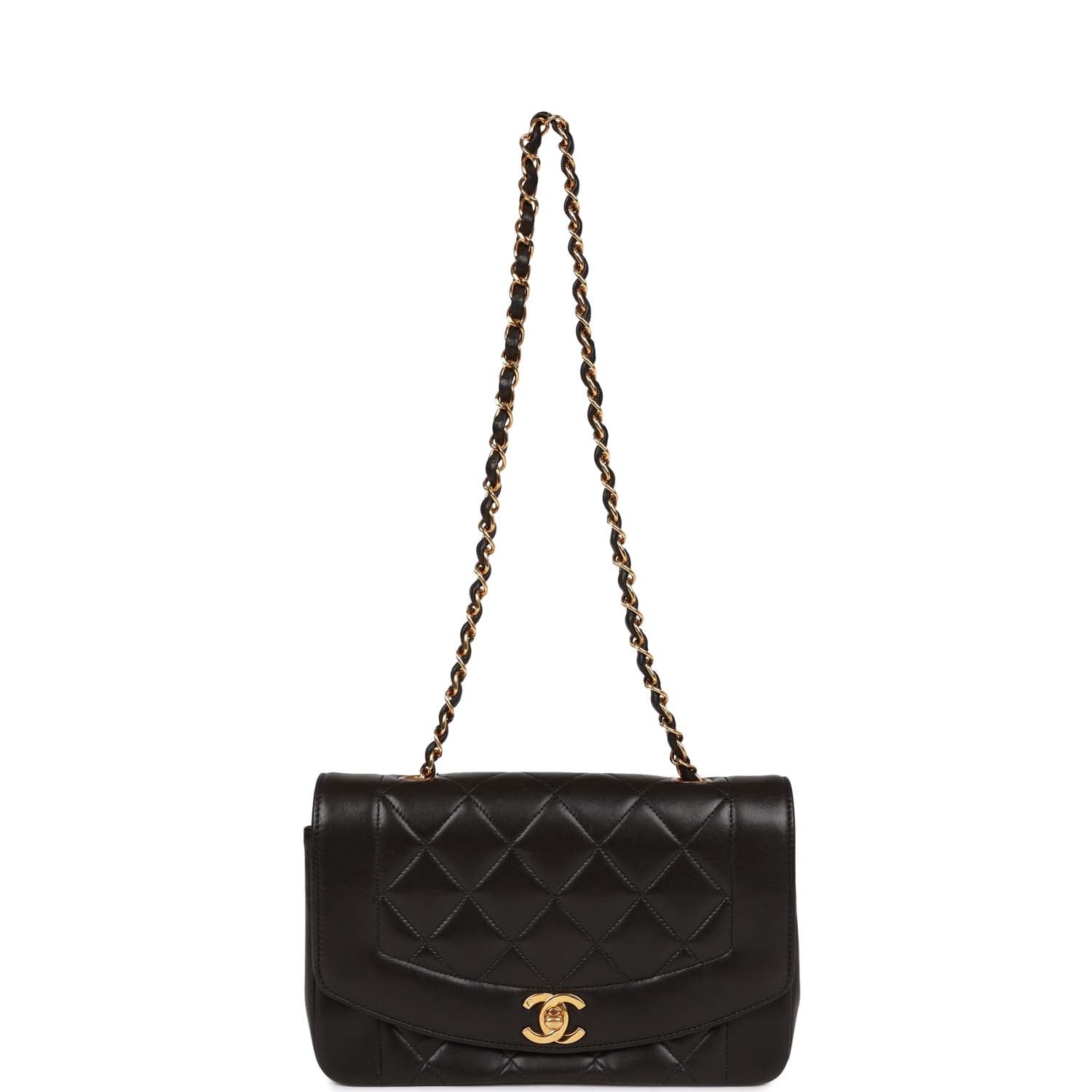 Vintage Chanel Small Diana Flap Bag Black Lambskin Gold Hardware ...
