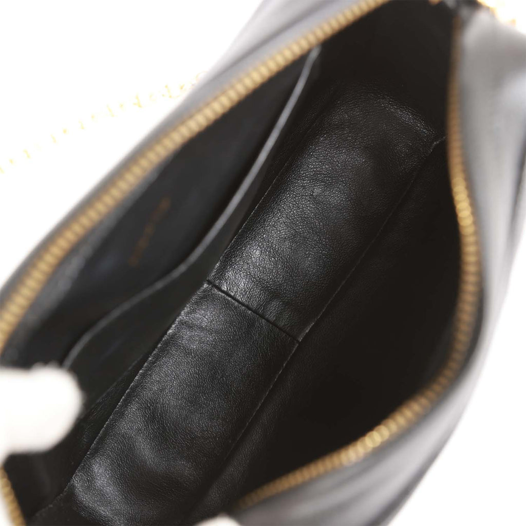 chanel vintage black quilted leather shoulder bag