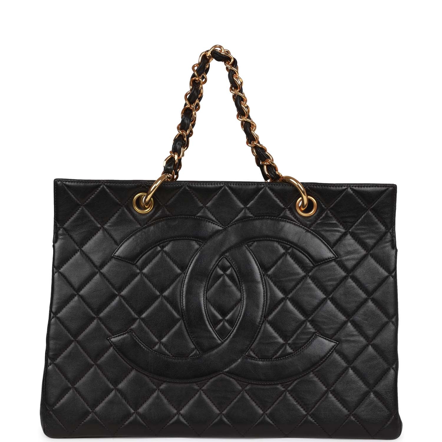 Vintage Chanel Grand CC Timeless Tote Bag Black Lambskin Gold Hardware ...