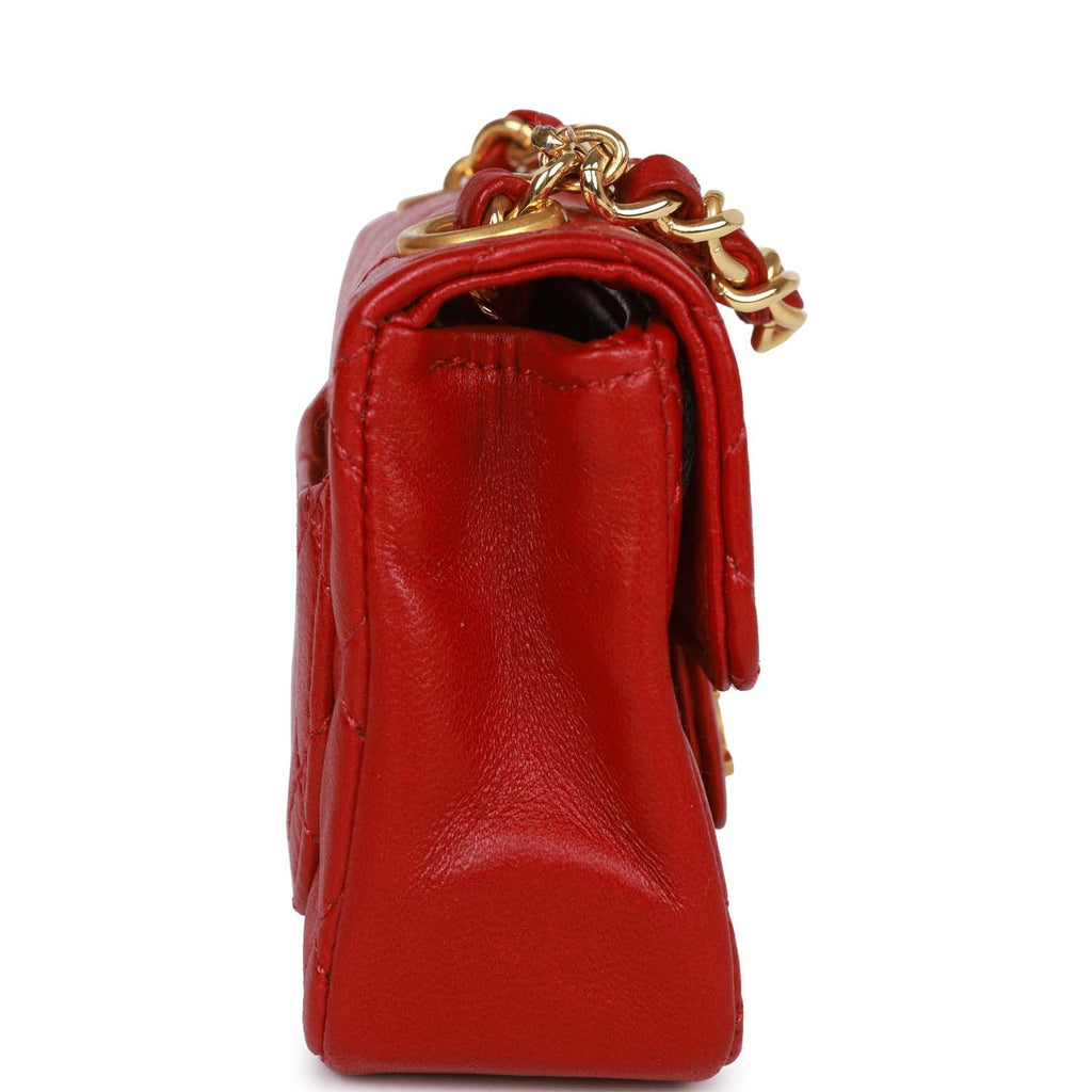 Vintage Chanel Micro Waist Flap Bag Red Lambskin Gold Hardware – Madison  Avenue Couture