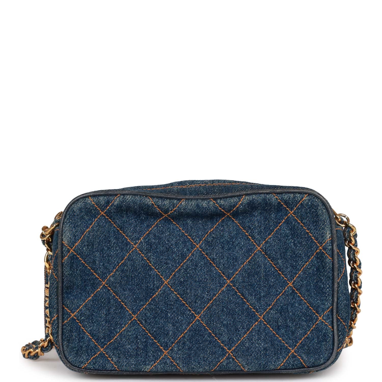 MINI BAG 14 IN AZURE BLUE DENIM GOLD HARDWARE