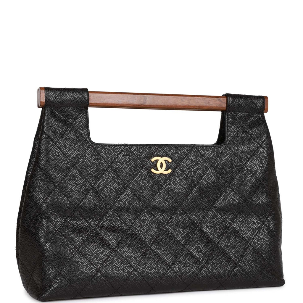chanel bag with wooden handle purse