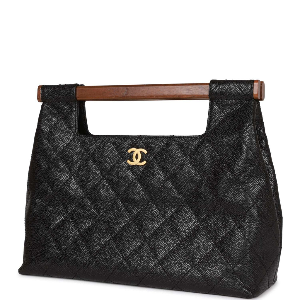 Chanel - White Quilted Caviar Wooden Bar Shoulder Bag