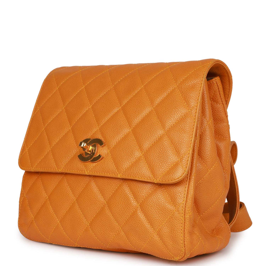 Vintage Chanel Flap Backpack Orange Caviar Gold Hardware – Madison Avenue  Couture