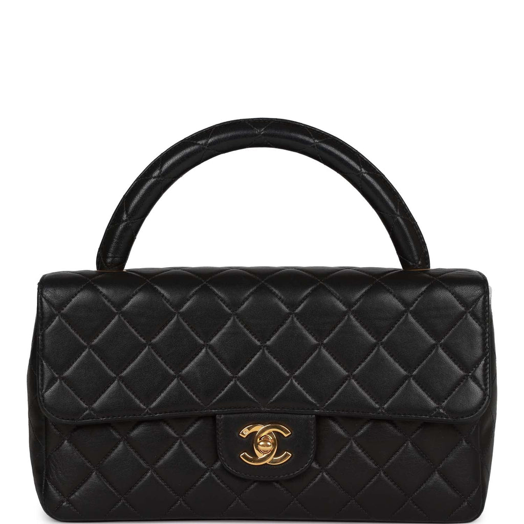 Chanel Caviar Handbag Top Handle Bag Kelly Black Flap Leather Gold K75