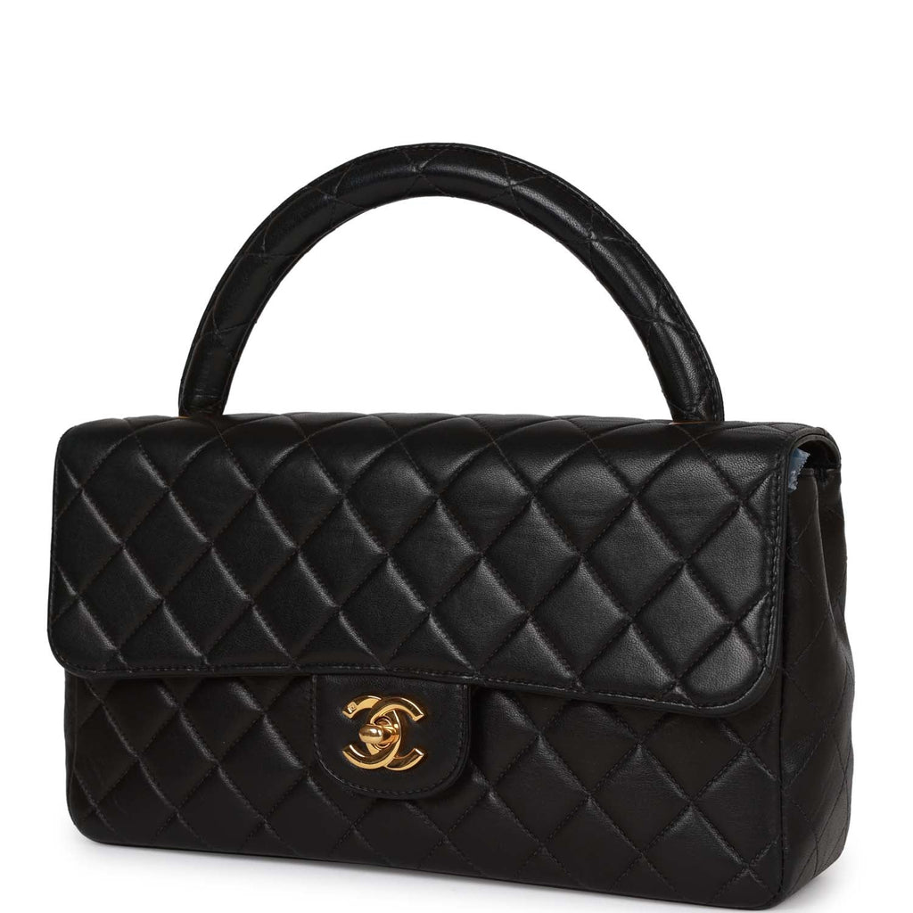 Vintage Chanel Kelly Medium Flap Bag Black Lambskin Gold Hardware – Madison  Avenue Couture