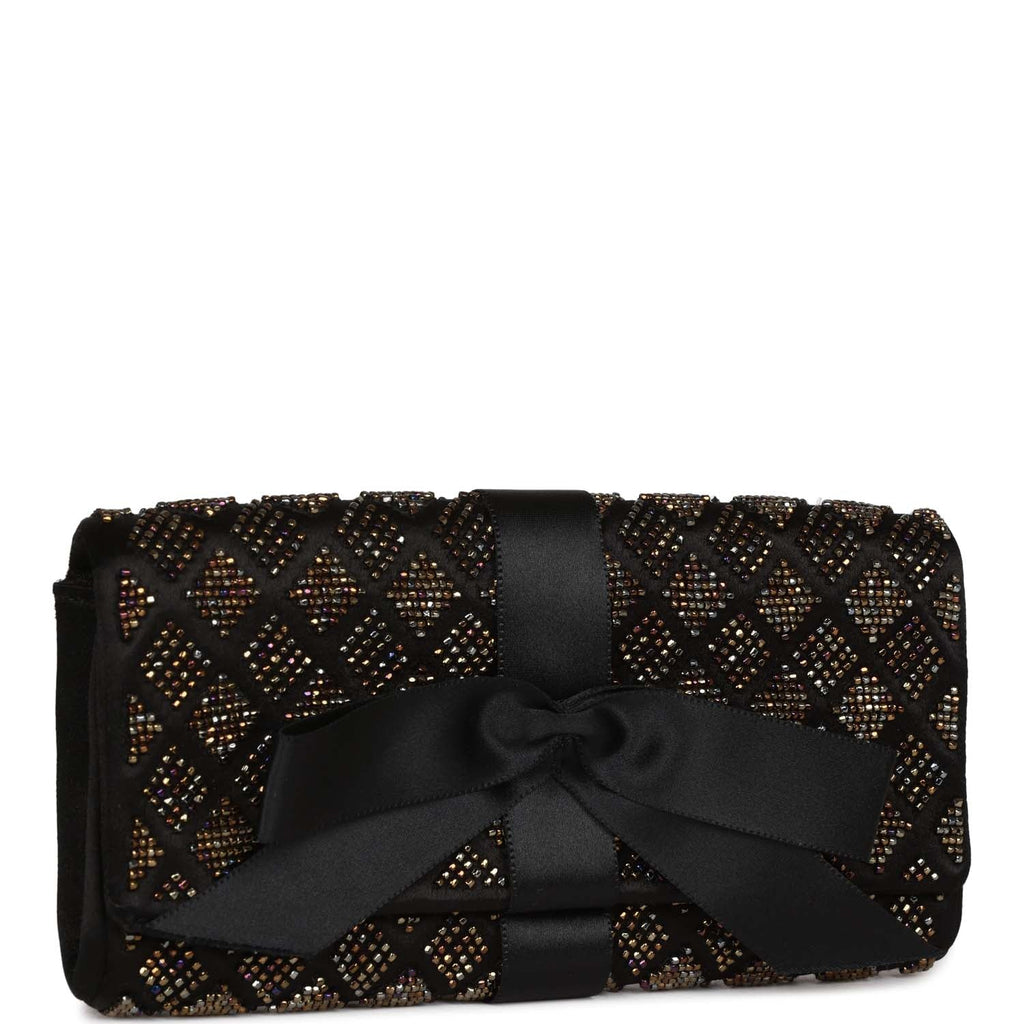 CHANEL Black lace and Satin Bow クラッチバック-