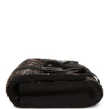 Vintage Chanel Bead Embellished Bow Flap Clutch Black Satin