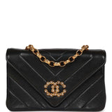 Vintage Chanel Faux Pearl Coco Bijou Mini Flap Bag Black Lambskin Gold Hardware