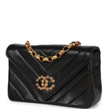 Vintage Chanel Faux Pearl Coco Bijou Mini Flap Bag Black Lambskin Gold Hardware