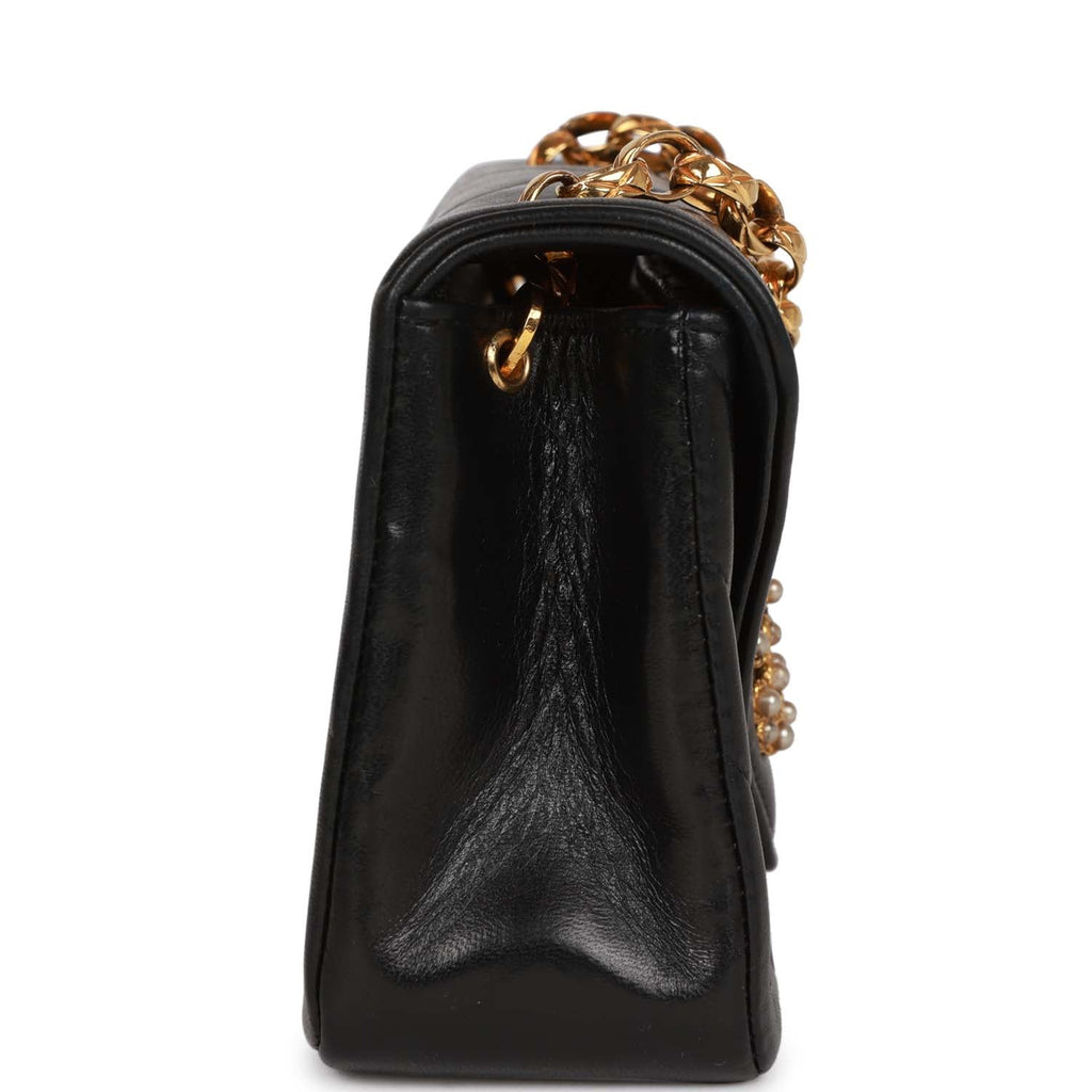 Vintage Chanel Faux Pearl Coco Bijou Mini Flap Bag Black Lambskin Gold –  Madison Avenue Couture