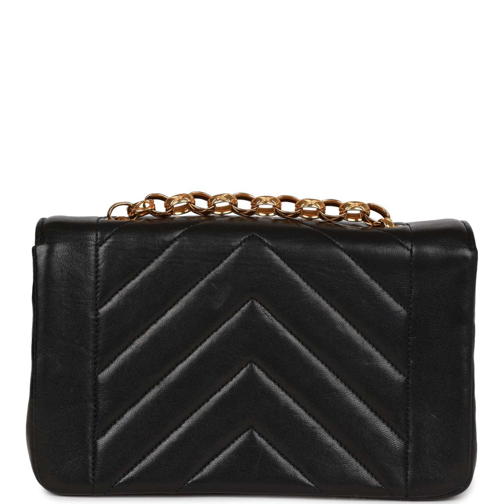 Chanel Black Quilted Lambskin Flap Coin Purse With Chain Pearl