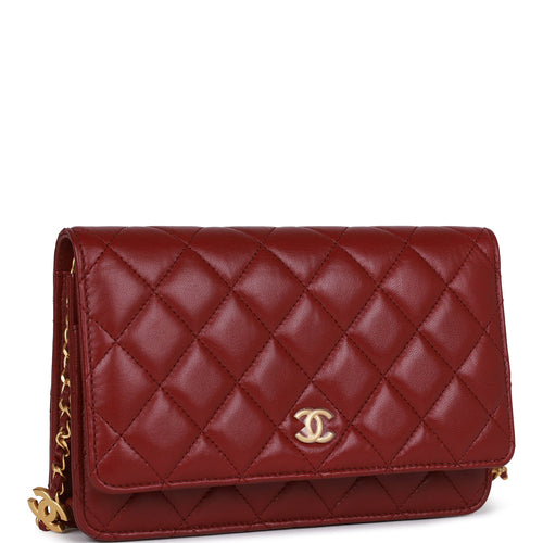 Chanel Wallet On Chain WOC Burgundy Lambskin Gold Hardware
