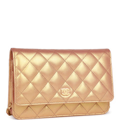Chanel Wallet on Chain WOC Gold Metallic Calfskin Antique Gold Hardware
