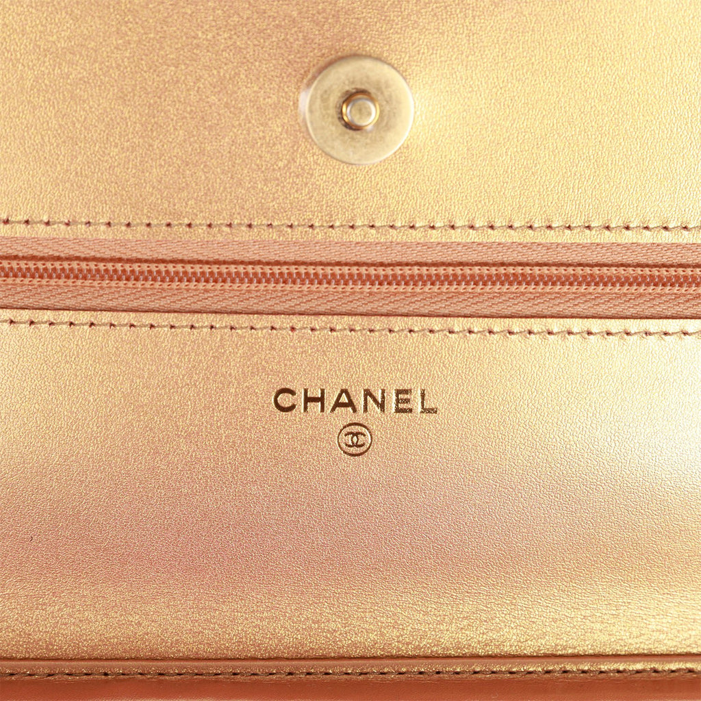 Chanel Wallet on Chain WOC Gold Metallic Calfskin Antique Gold Hardware