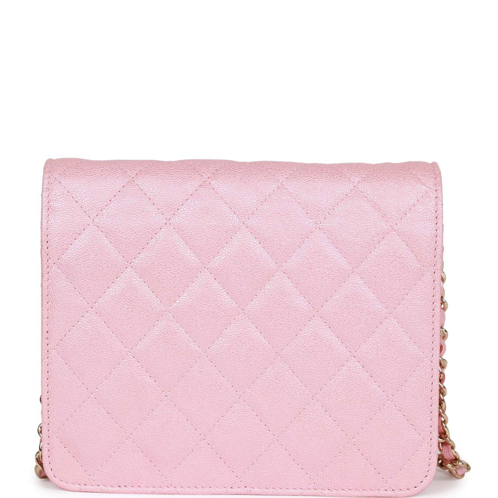 CHANEL Iridescent Caviar Quilted Wallet on Chain WOC Rose Pink 1291074