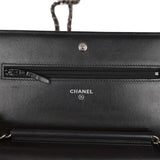 Pre-owned Chanel Wallet on Chain WOC Boy Black Lambskin Aged Silver Hardware