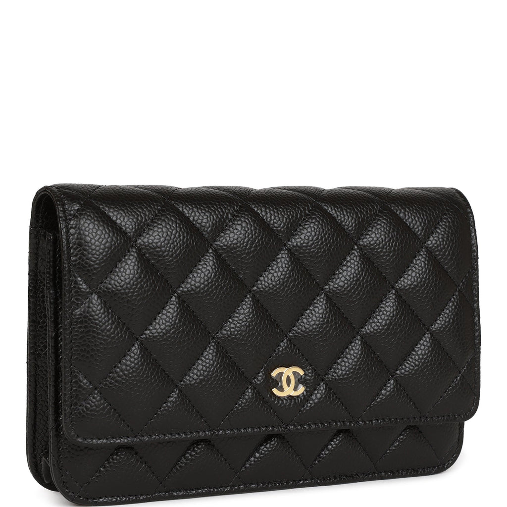 NIB 100%AUTH Chanel 22C Classic Black Caviar Card Holder Belt Bag Light  Gold HDW 