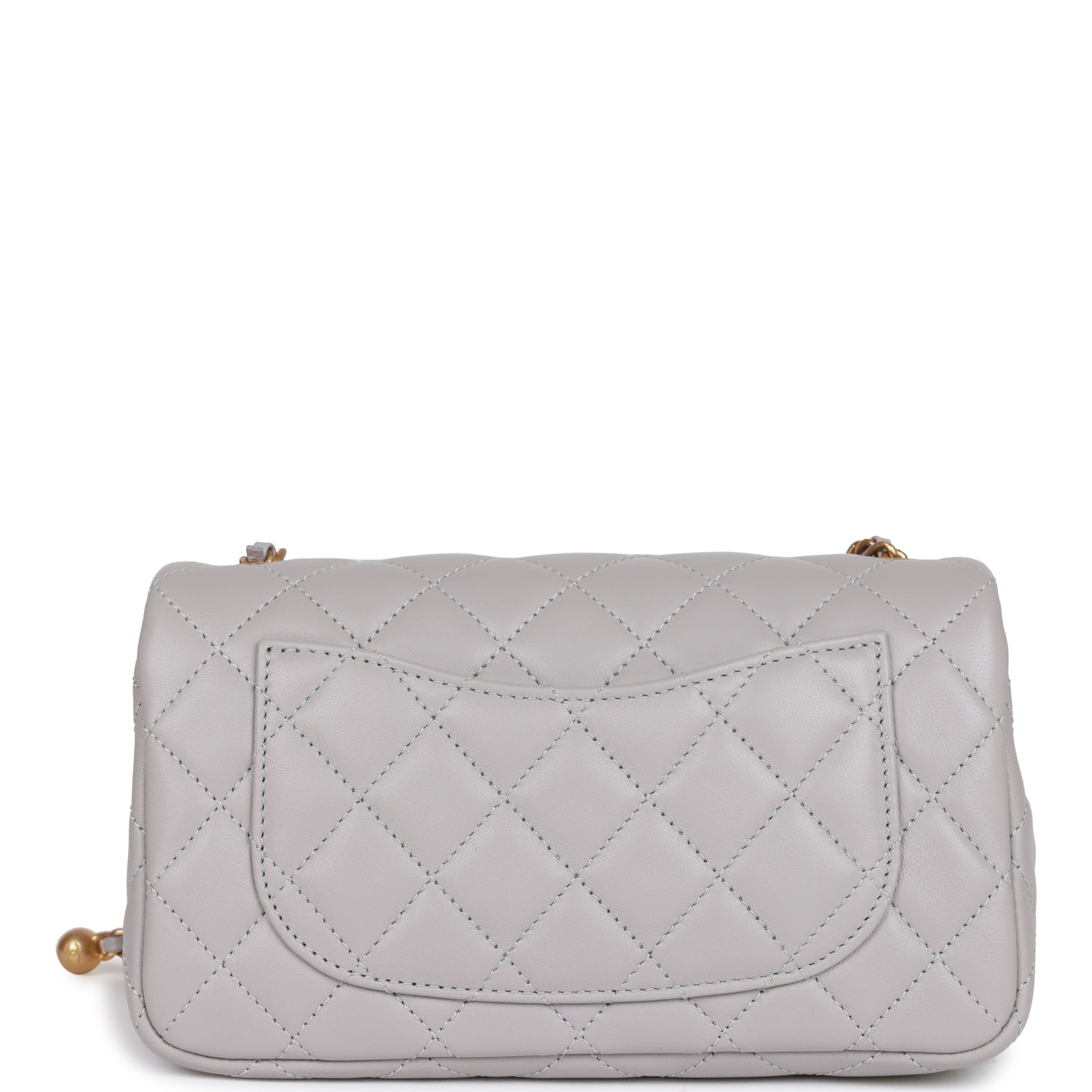 Chanel Grey Pearl Crush Rectangular Mini Classic Flap Antique Gold ...