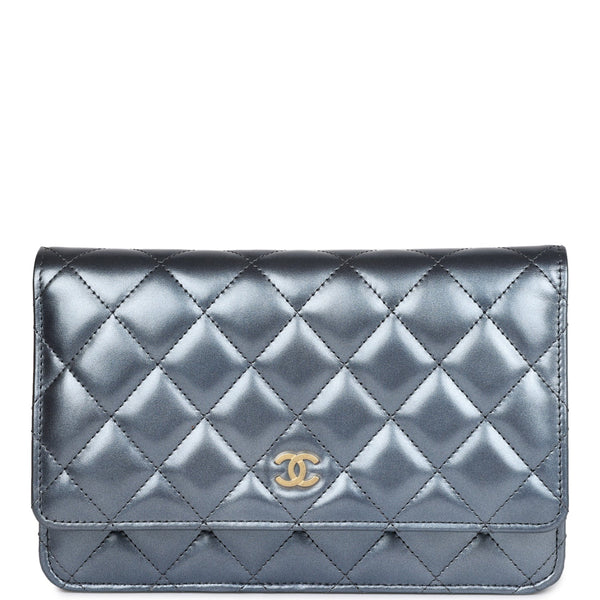 Chanel Metallic Lambskin Quilted Trendy CC Wallet on Chain Woc Gold