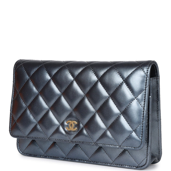 CHANEL Iridescent Lambskin Quilted Mini Rectangular Flap Turquoise