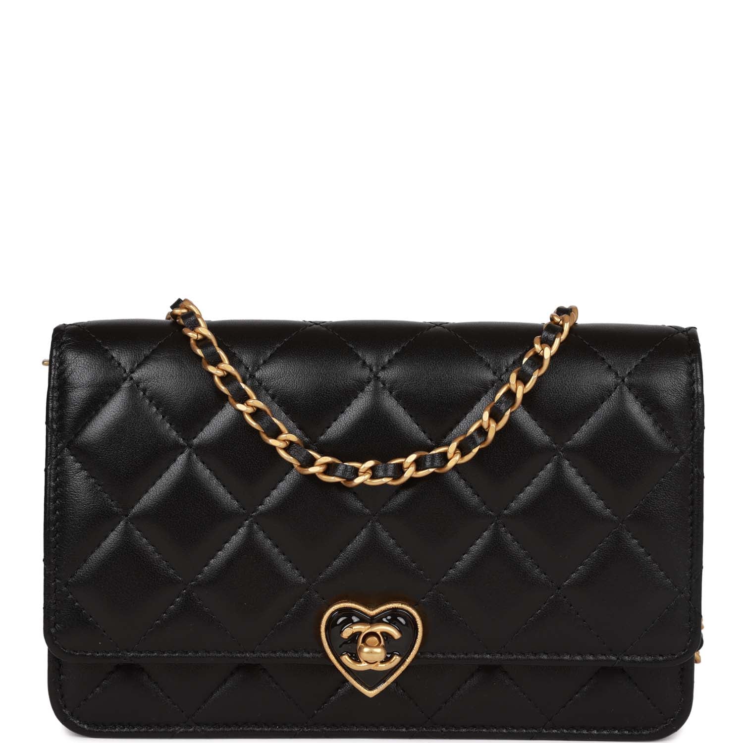 Chanel Heart Wallet on Chain WOC Black Lambskin Antique Gold Hardware ...