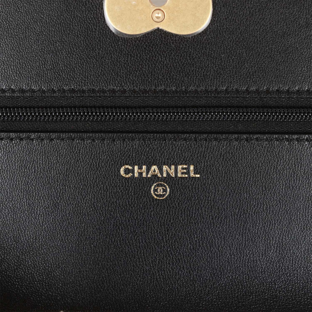 Authentic Chanel wallet on a chain black