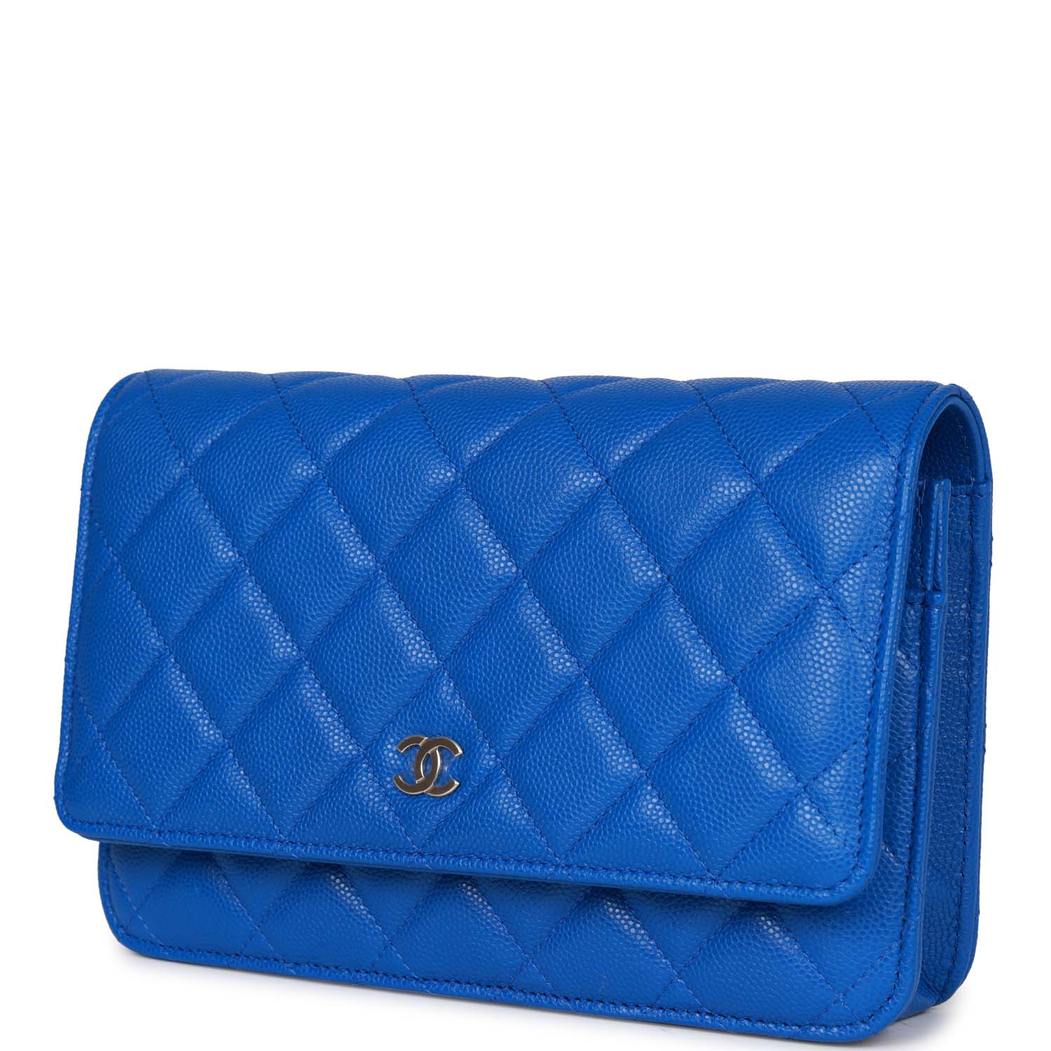 Chanel Wallet on Chain WOC Blue Caviar Light Gold Hardware Madison