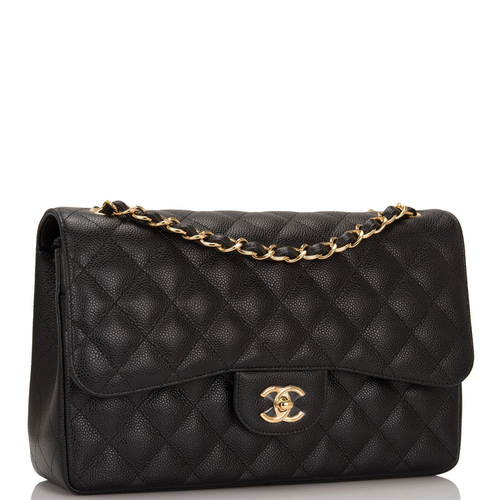 CHANEL Caviar Quilted Jumbo Double Flap Black 1209558
