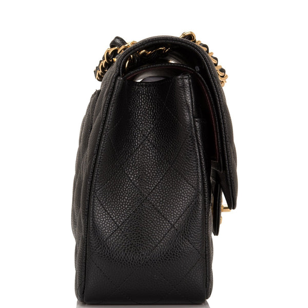 Chanel Black Quilted Caviar Jumbo Classic Double Flap Bag – Madison ...