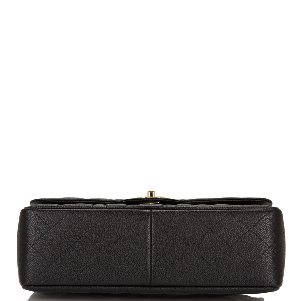 Chanel Quilted Lambskin Jumbo Classic Double Flap Bag in Black