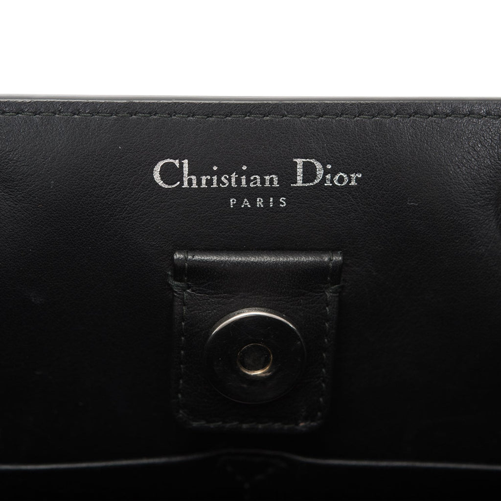 Pre-owned Christian Dior Diorissimo Pocket Tote Black Matte Alligator Silver Hardware