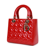 Christian Dior Medium Lady Dior Tote Red Patent Gold Hardware