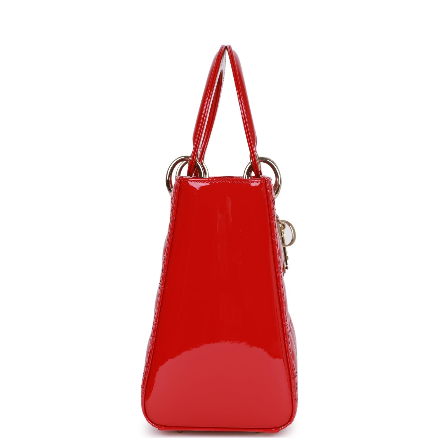 Christian Dior Medium Lady Dior Tote Red Patent Gold Hardware – Madison ...