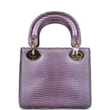 Christian Dior Mini Lady Dior Purple Iridescent Salvator Lizard Light Gold Hardware