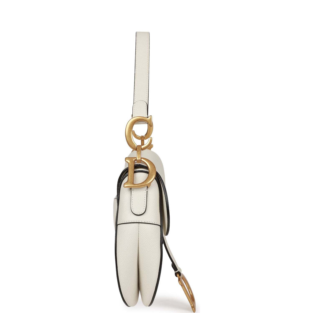 Dior Saddle Bag Off-White in Grained Calfskin with Aged Gold-tone - US