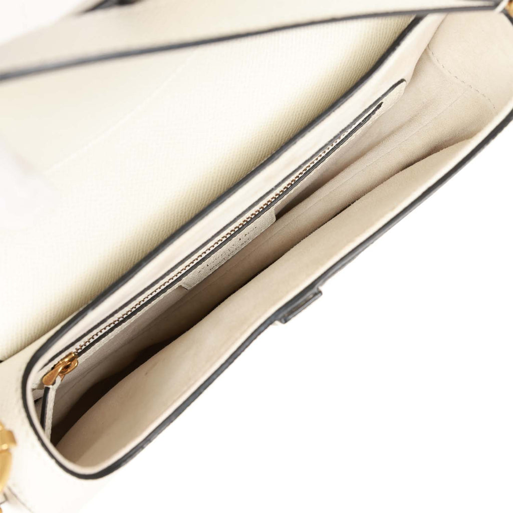 Dior Mini Saddle Bag In White Grained Calfskin GHW + Strap – Brands Lover