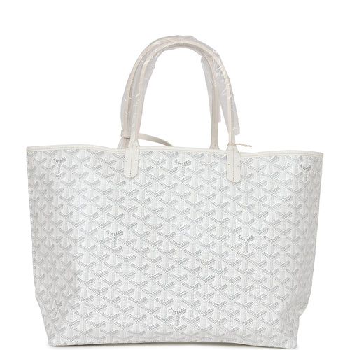 Goyard Goyardine White St. Louis PM Tote Bag Silver Hardware