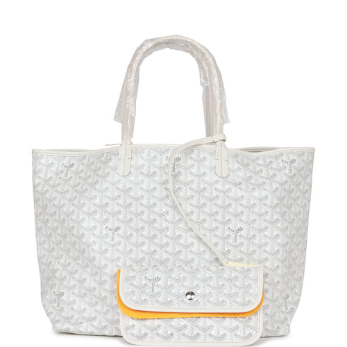Goyard Goyardine White St. Louis PM Tote Bag Silver Hardware
