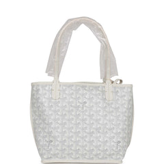 Goyard Goyardine White Anjou Mini Reversible Tote Bag Silver Hardware