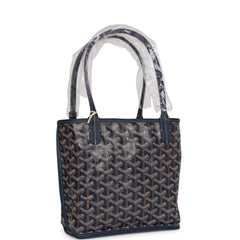Goyard Goyardine Navy Anjou Mini Reversible Tote Bag Palladium Hardware