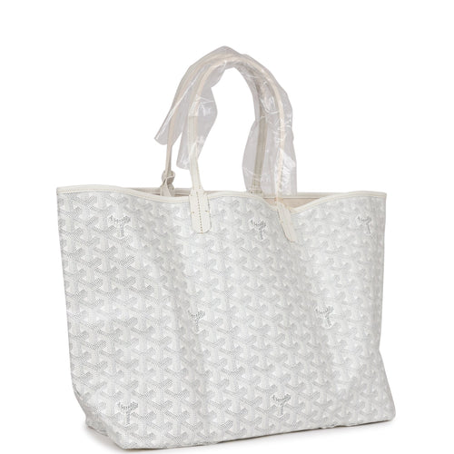 Goyard Goyardine White St. Louis PM Tote Bag Palladium Hardware